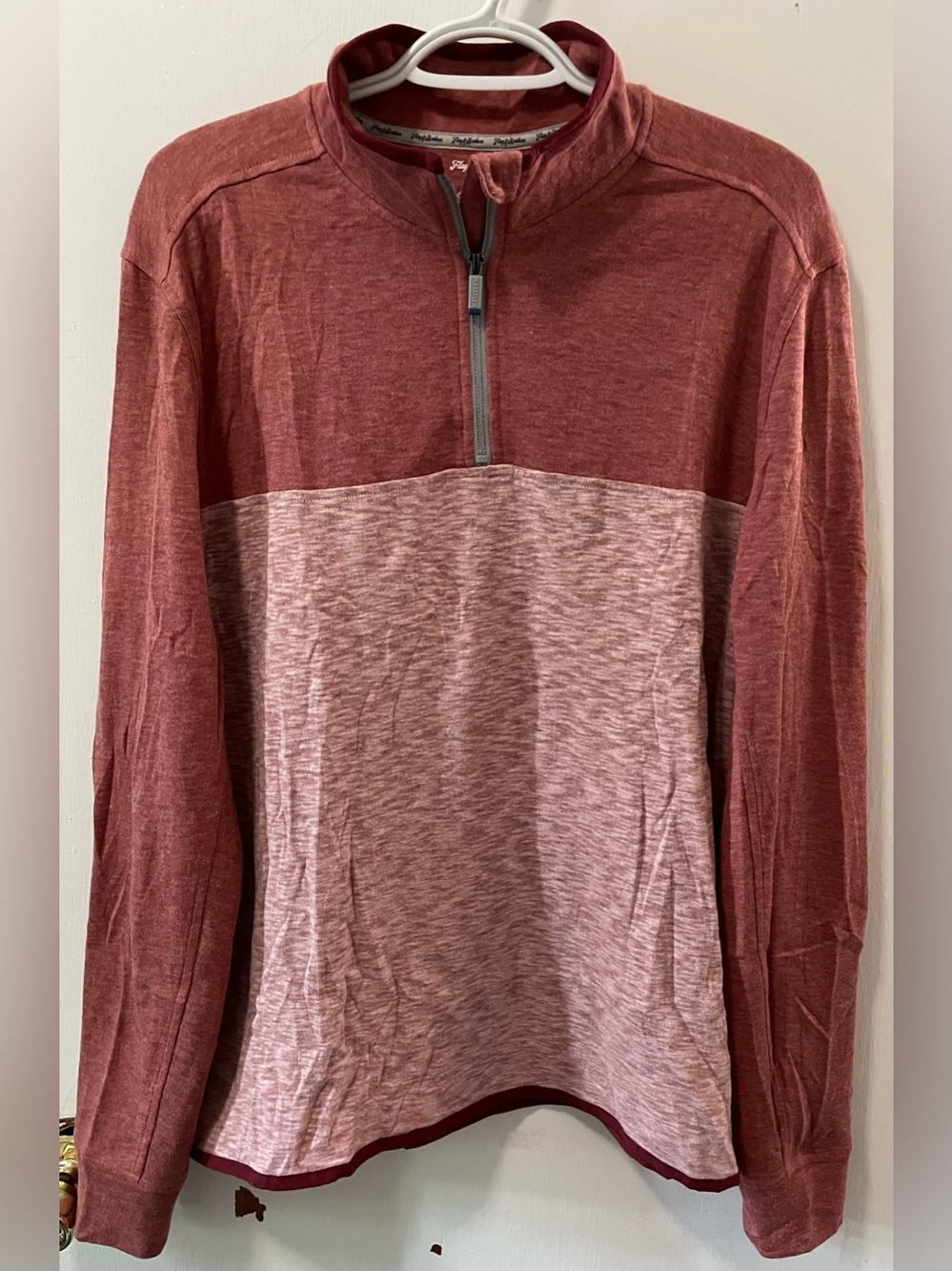 Flag & Anthem Men’s Two-tone Brick Red Heather 1/4 Quarter Zip Pullover Medium M